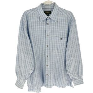 Ermenegildo Zegna Shirt Mens Large Blue Check Plaid Button Down Italy Preppy